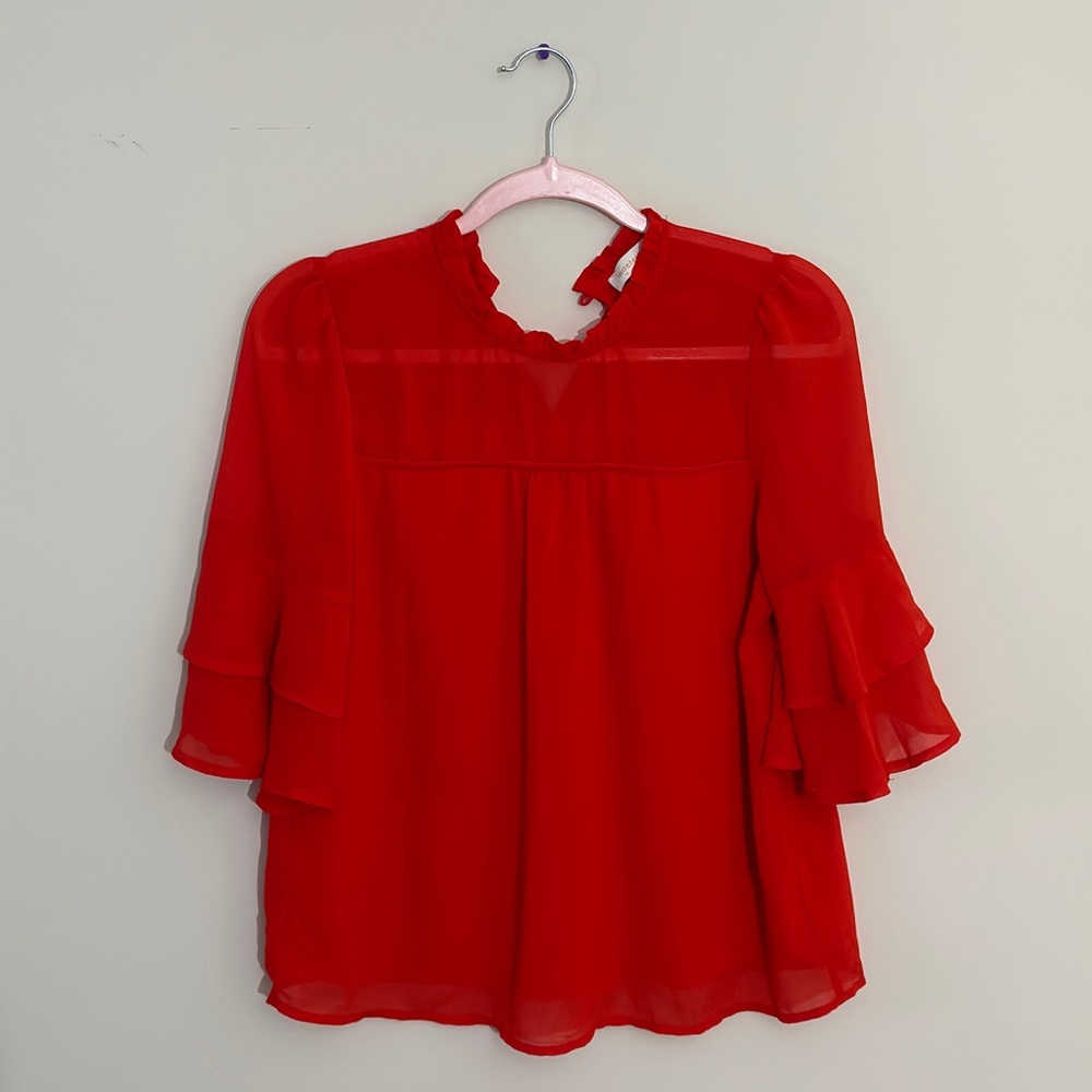 Red Ruffle blouse Size Medium